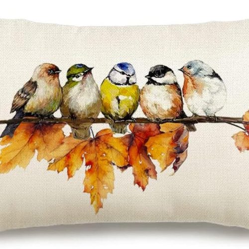 RABUSOFA Fall Pillow Covers 12x20 Inch Bird Fall Decorations for Home