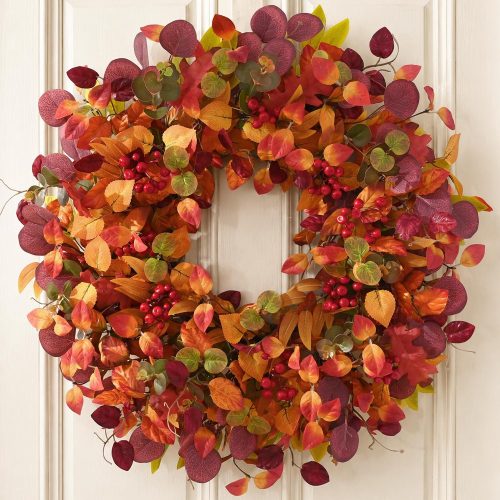 CT0440374JS_1 Fall Decor, 26" Fall Wreaths for Front Door, Large Fall Door Wreath | Autumn Leaf Wreaths for Front Door Outside for Home Porch Decor, Thanksgiving Harvest Wreath, Fall Door Decor Indoors Outdoor