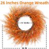 26" Autumn Fall Wreath with Orange Eucalyptus Leaf for Front Door/Outdoor | Lifelike Full Orange Eucalyptus Leaves Decor for Mantel, Wall, Window; UV-resistant, Weatherproof, Grapevine Base with Loop