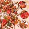24 Inch Pumpkin Fall Wreath for Front Door with Berry & Mixed Leaves