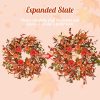 24 Inch Pumpkin Fall Wreath for Front Door with Berry & Mixed Leaves