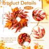 4 Pcs Mini Fall Wreaths Thanksgiving Table Centerpieces Fall Candle Rings 9 Inch Maple Leaf Wreaths for Cabinets Farmhouse Autumn Wreath for Front Door Porch Wall Window Decorations