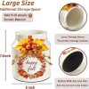 CT0440516JS_2 Fall Kitchen Decor, BOXJINCO Ceramics Fall Utensil Holder with Autumn Artificial Pumpkin Decor, Cute Pumpkin Wreath Utensil Crock, Perfect for Farmhouse-Style Autumn Decor