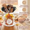 CT0440516JS_3 Fall Kitchen Decor, BOXJINCO Ceramics Fall Utensil Holder with Autumn Artificial Pumpkin Decor, Cute Pumpkin Wreath Utensil Crock, Perfect for Farmhouse-Style Autumn Decor