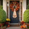 CT0440518JS_4 2 Pcs Fall Wreath Sash Plaid Pumpkin Hello Fall for Front Door Embroidery Ribbon Sash for Yard Porch Doorway Decor Indoor Outdoor