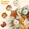 Fall Wreaths for Front Door 20in, Artificial Autumn Leaves Blue Pumpkins Orange Berries, Farmhouse Fall Wreath, Autumn Wreath, Blue Fall Wreath for Thanksgiving Wall