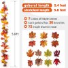 KASZOO 2 Pack Fall Maple Garland with 40 LED String Light- 5.8ft/Piece Artificial Fall Foliage Garland Autumn Decor for Home Wedding Party
