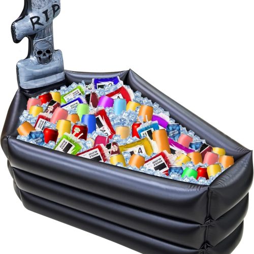 TURNMEON 100+ Cans Capacity Halloween Inflatable Tombstone Coffin Cooler