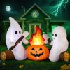 CT0440673JS_2 DomKom 6FT Halloween Inflatable Blow Up Decorations, Cute Ghosts Roasting Marshmallows Over Campfire, Built-in LEDs for Holiday Party, Garden, Lawn, Yard, Patio Décor