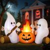 CT0440673JS_3 DomKom 6FT Halloween Inflatable Blow Up Decorations, Cute Ghosts Roasting Marshmallows Over Campfire, Built-in LEDs for Holiday Party, Garden, Lawn, Yard, Patio Décor