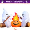 CT0440673JS_4 DomKom 6FT Halloween Inflatable Blow Up Decorations, Cute Ghosts Roasting Marshmallows Over Campfire, Built-in LEDs for Holiday Party, Garden, Lawn, Yard, Patio Décor
