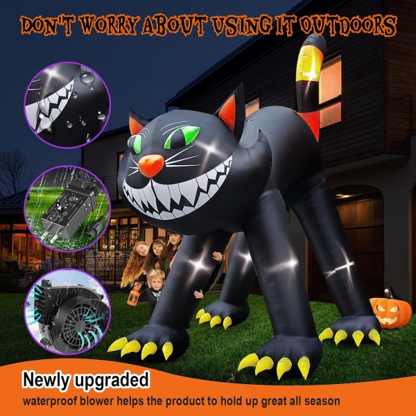 14FT Giant Halloween Inflatable Black Cat, Blow up Halloween Decoration Built-in 7 LED for Halloween Decoration Outdoor Indoor Home Party Supplies Halloween Lawn Decor