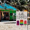 Hello Summer Ice Cream Garden Flag Burlap 12x18 Inch Double Sided, Seasonal Sign Outdoor Decor Yard Small Flags DF269