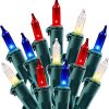 CT0505-PL-09GT_1 Minetom Red White Blue Christmas Lights Green Wire - 100 Count 4th July Decoration Patriotic Mini String Lights Waterproof for Indoor Outdoor Xmas Holiday Party Patio Independence Day Decoration