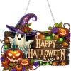 CT0506-MLD-27GT_1 AIBOERL Halloween Diamond Art Kits for Adults, Acrylic Hanging Suncatcher | Double Sided Halloween Diamond Painting, Special Shaped Diamonds, Hanging Chain,Complete DIY Craft Tools,Hanging Ornament