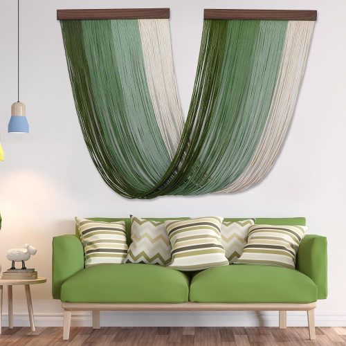 Buryeah Large Macrame Wall Hanging Green Boho Woven Tapestry Modern Art Decor for Kitchen Bedroom Living Room 18"x32"