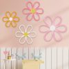 Ganeen 4 Pcs Daisy Wall Decor Bedroom Nursery Flower Boho Art | Daisy Flower Cute Boho Wall Hanging Art Colorful Pastel Pink Yellow floral Bohemian Room Decorations Nursery