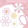 Ganeen 4 Pcs Daisy Wall Decor Bedroom Nursery Flower Boho Art | Daisy Flower Cute Boho Wall Hanging Art Colorful Pastel Pink Yellow floral Bohemian Room Decorations Nursery