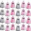 Simgoing 24 Pcs Summer Halloween Disco Ghosts Decor Halloween Ornament Silver Mirror Disco Skeleton Tabletop Centerpiece for Holiday Cosplay Home Props Gift Party Decorations (Pink)
