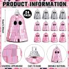 Simgoing 24 Pcs Summer Halloween Disco Ghosts Decor Halloween Ornament Silver Mirror Disco Skeleton Tabletop Centerpiece for Holiday Cosplay Home Props Gift Party Decorations (Pink)