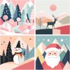 CT0520-PBN-28GT_1 Ginfonr Framed Paint by Numbers Kit for Adults, Christmas Acrylic Paint by Numbers on Canvas, Santa Oil Painting with Brushes, Adults Paint-by-Number Kits for Home Wall Decor (4PCS 8x8inch)