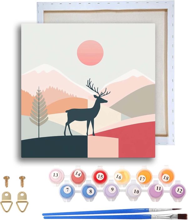 CT0520-PBN-28GT_3 Ginfonr Framed Paint by Numbers Kit for Adults, Christmas Acrylic Paint by Numbers on Canvas, Santa Oil Painting with Brushes, Adults Paint-by-Number Kits for Home Wall Decor (4PCS 8x8inch)