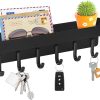 VIS'V Key Holder Wall Mount, Adhesive Key Rack with Tray, 6 Hooks, Black | 2 Mount Options, Compact Discreet Design, Suitable for Entryway, Hallway, Doorway, Kitchen, Garage, Camper
