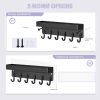 VIS'V Key Holder Wall Mount, Adhesive Key Rack with Tray, 6 Hooks, Black | 2 Mount Options, Compact Discreet Design, Suitable for Entryway, Hallway, Doorway, Kitchen, Garage, Camper
