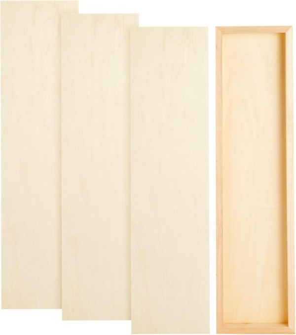 Bright Creations Unfinished Wood Panels for Panel Painting & Blank Canvas - Cradle Boards for Porch Sign Blanks - Long Wood Boards for Crafts & Wall Decor - 6 x 23 x 0.84 in, Pack of 4