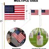 12 Pack 8x12 Inch American Flags on Stick, American Flag for Outside | US Handheld Flags with Grounded Multi-Purpose Flagpole, 250th Anniversary, 4th of July Decorations, Labor Day Patriotic Decor