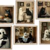 6Pcs Halloween Ghosts Wall Art Ghost Black Cat Funny Gothic Wall Decor Pictures Retro Horror Creepy Dark Academia Poster Prints for Bedroom Gallery Bar Home Decoration 8x10in Unframed
