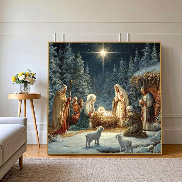 NBSDDZY Diamond Art Kits for Adults Jesus Nativity 5D DIY Round Full Drill Diamond Painting Kits for Beginners, Crystal Rhinestones Dot Gem Art Easy, Home Wall Decor 11.8x11.8 Inch