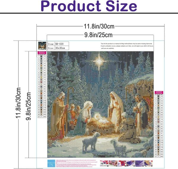 NBSDDZY Diamond Art Kits for Adults Jesus Nativity 5D DIY Round Full Drill Diamond Painting Kits for Beginners, Crystal Rhinestones Dot Gem Art Easy, Home Wall Decor 11.8x11.8 Inch