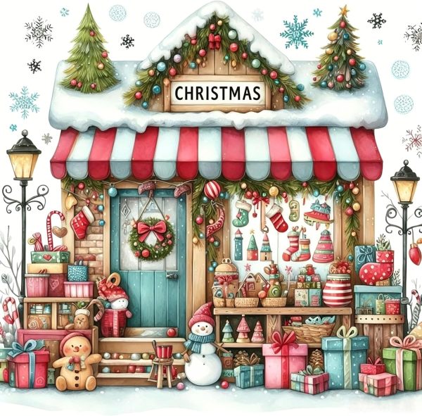 WUSARPLY Christmas House Diamond Painting Kits for Adults Beginner | Christmas Diamond Art Kits Full Drill Diamond Dots Paint with Diamonds Gem Arts and Crafts for Beginner Home Wall Decor