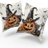 Giwawa Halloween Pillow Covers Set of 2- Rustic Spooky Pumpkin Black Cat Cotton Double Sided Throw Pillow Cases- Gothic Spider Web Bats Soft Cushion Cover 18"x18" for Sofa Porch Holiday Decor