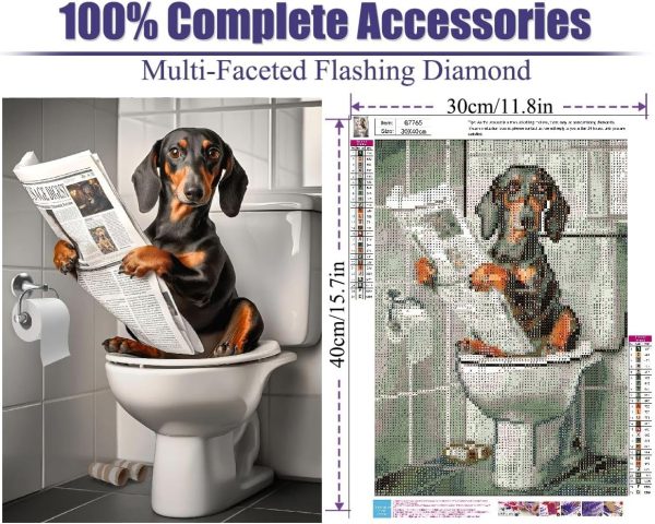 uuxsretaio Dachshund Diamond Painting Kits for Adults Beginners, Easy Dog Diamond Art Kits for Adults, 5D DIY Full Drill Diamond Dots Rhinestone Gem Art and Craft for Home Decor Present 12x16 inch