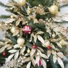 CT07013BTS217GT_3 Winlyn 24 Pcs Christmas Glitter Artificial Leaf Picks Pine Needles Pinecone Berries Stems Champagne Glittered Christmas Tree Sprays for Holiday Floral Arrangements Centerpiece DIY Wreaths Garlands