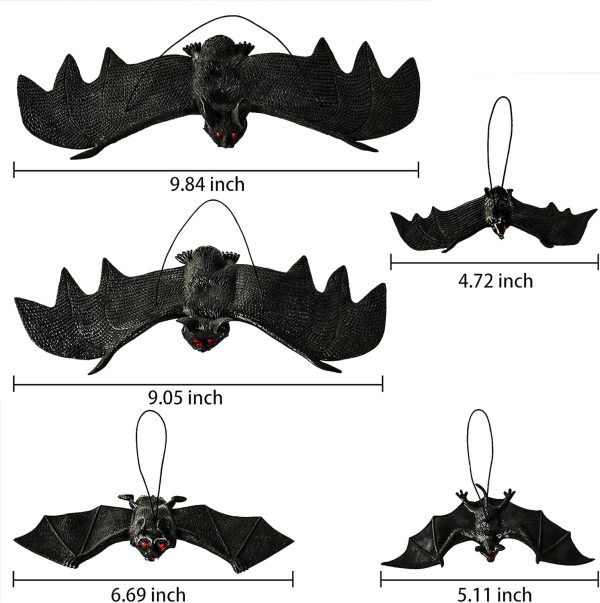 CT07018HLD109GT_2 24PCS Halloween Hanging Bats, 5 Sizes Realistic Bat Decorations | 24PCS Bat Set • 5 Different Sizes • Realistic 3D Design • Easy Hanging • Indoor & Outdoor Decor