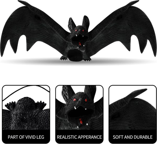 CT07018HLD109GT_3 24PCS Halloween Hanging Bats, 5 Sizes Realistic Bat Decorations | 24PCS Bat Set • 5 Different Sizes • Realistic 3D Design • Easy Hanging • Indoor & Outdoor Decor
