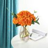 Kisflower Orange Hydrangea Artificial Flowers - 6pcs Faux Hydrangea Flowers, Fake Flowers for Table Centerpiece, Silk Hydrangea Flowers with Stems for Home Wedding Party Decor