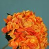 Kisflower Orange Hydrangea Artificial Flowers - 6pcs Faux Hydrangea Flowers, Fake Flowers for Table Centerpiece, Silk Hydrangea Flowers with Stems for Home Wedding Party Decor