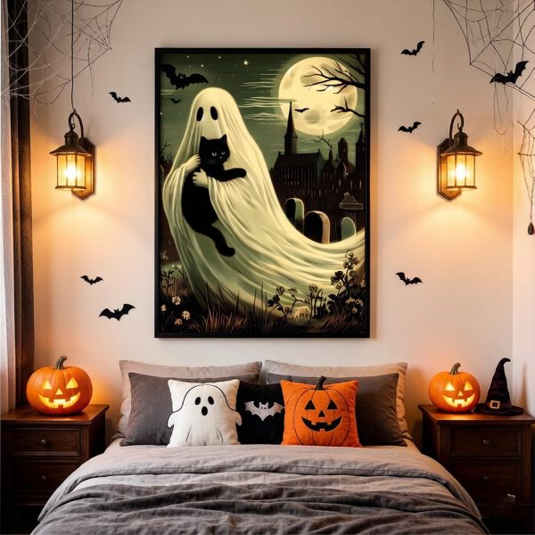 YERUOUIU Ghost Diamond Art Kits for Adults,Halloween Ghost Full Drill Diamond Painting Kits for Beginners,5D DIY Gem Art Paint by Diamonds Dots Crafts for Home Wall Decor 12x16 Inch