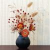 Rtteri 60 Pcs Red Dried Flowers with Stems for Vase Bouquet Bulk 16" Mini Ball Flowers Natural Fall Dried Pine Ball Eternal Life with Wedding Decor Bridal Shower Arrangement Party Table Decor