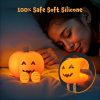 YISSVIC Cute Pumpkin Night Light Rechargeable Halloween Decor Pumpkin Lamp | Squishy Silicone 3-Level Dimmable Brightness Touch Control 30-Minute Timer, for Kids Family Bedroom Fall Decorations