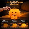 YISSVIC Cute Pumpkin Night Light Rechargeable Halloween Decor Pumpkin Lamp | Squishy Silicone 3-Level Dimmable Brightness Touch Control 30-Minute Timer, for Kids Family Bedroom Fall Decorations