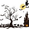 CT0805ZRA052GT_1 TaoBary 4 Sheet Large Halloween Window Clings Double Sided Witch Pumpkin | Static Cling with Castle Tree Spider Scene, Reusable for Glass Doors Mirrors, Easy Apply for Spooky Party Atmosphere