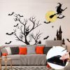 CT0805ZRA052GT_4 TaoBary 4 Sheet Large Halloween Window Clings Double Sided Witch Pumpkin | Static Cling with Castle Tree Spider Scene, Reusable for Glass Doors Mirrors, Easy Apply for Spooky Party Atmosphere