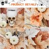 GarveeHome 22 in Halloween Skull Wreaths for Front Door, Fall Maple Leaves Wreath with Lights White Pumpkins Roses, Halloween Decorations for Porch Window Indoor Outdoor Decor