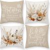 CT0811ZRA474GT_1 Fall Pumpkin Khaki Throw Pillow Covers Thanksgiving Home Decor | Autumn Bohemia 18x18 Inch Pillow Cover, Thankful Grateful Pillowcase Set of 4, Pillows Decor for Cushion Case Sofa Couch