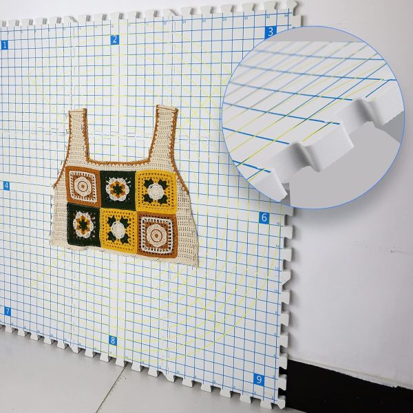 LAMXD Blocking Mats for Knitting - Extra Thick Blocking Boards with Grids with 22PCS Knitting blockers and 100 T-pins for Needlework or Crochet - Pack of 9